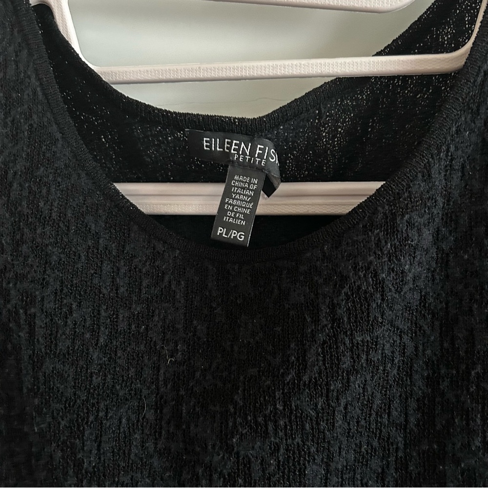 Eileen Fisher Black Textured Short Sleeve Top - Picture 3 of 5